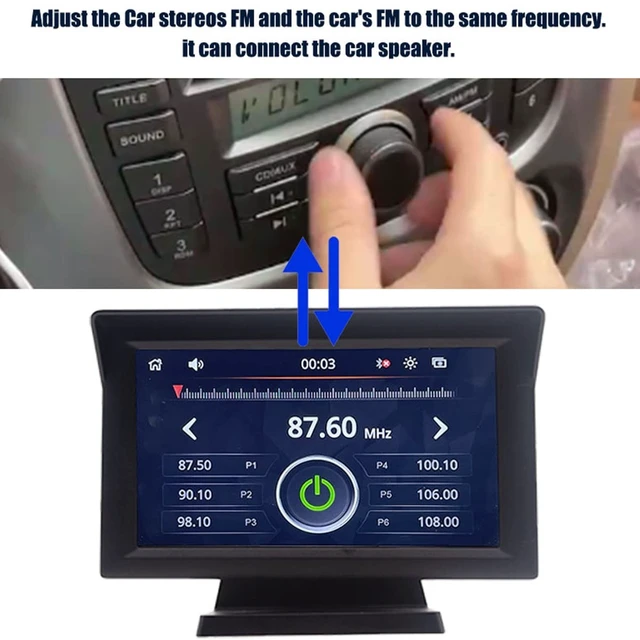 Alt view image 3 of 5 - Wireless Apple Carplayer Android Auto Monitor, 7 Inch Full HD Touch Screen Portable Car Radio Receiver, Car Stereo with Mirror Link, Bluetooth Dash Windshield Mounted