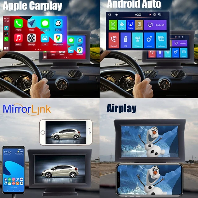 Alt view image 2 of 5 - Wireless Apple Carplayer Android Auto Monitor, 7 Inch Full HD Touch Screen Portable Car Radio Receiver, Car Stereo with Mirror Link, Bluetooth Dash Windshield Mounted