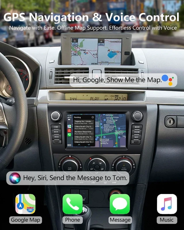 Alt view image 5 of 5 - Car Radio for Mazda 3 2003-2009 with CarPlay Camera Bluetooth GPS Navi USB