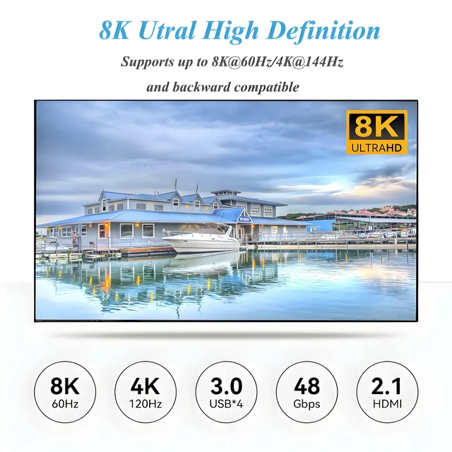 Alt view image 3 of 5 - NAWEN KVM Switch 3 Monitors 2 Computers HDMI DisplayPort 8K@60Hz/4K@144Hz