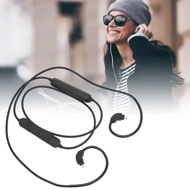 Alt view image 4 of 5 - QANYEGN 2 Pin BT Earphone Adapter Cable Cord with Mic and Volume Control