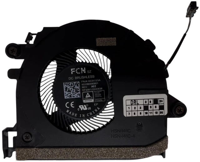 Main image of CPU Cooling Fan for HP EG50040S1-1C190-S9A, HSN-I36C, HSN-I36C-4, ND75C38-19G15, 6033B0090501, 6033B0090801, DFS5K123043638, EliteBook 830 G7, 830 G8, 835 G7, 835 G8, 840 G7, 840 G8, 845 G7, 845 G8