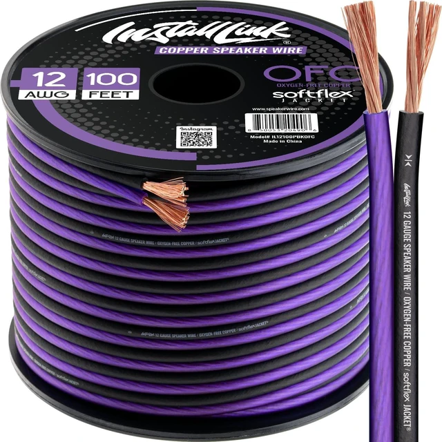 Main image of Install Link 12 AWG Gauge Speaker Wire (100 Feet) Car or Home Theater (OFC)