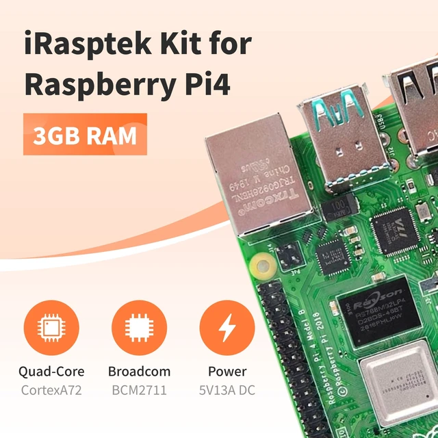 Alt view image 3 of 5 - iRasptek Basic Kit for Raspberry Pi 4B 3GB RAM Included PI4 Case,Screwdrive,Cooling Fan and Heat-Sink