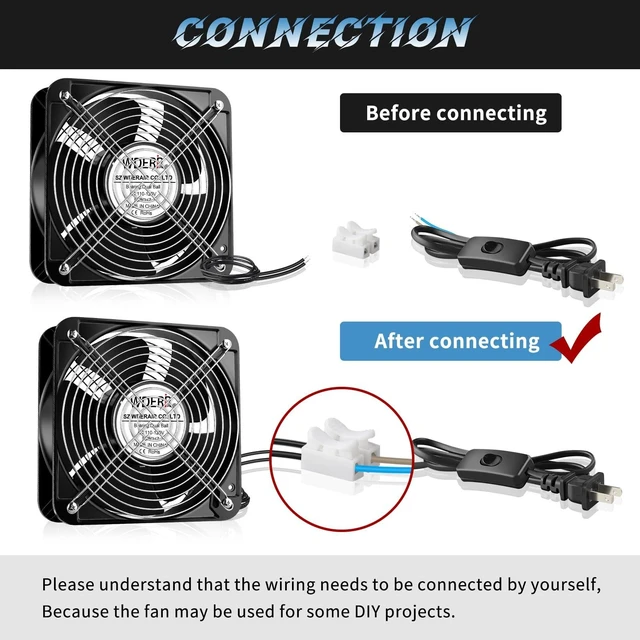 Alt view image 5 of 5 - WDERAIR 200mm x 60mm Heavy Industrial AC 110V 120V Axial Metal Case Fan