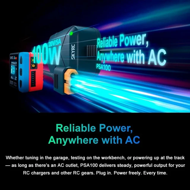 Alt view image 2 of 5 - GoolRC PSA100 Power Adapter, DC 100W 50/60Hz 100-240V AC Input, 20V/5A Output Power Supply with XT60 Plug Compatible with B6neo B6neo+ Charger