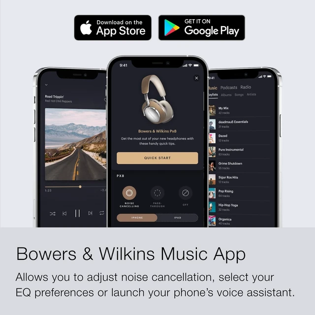Alt view image 5 of 5 - Bowers & Wilkins Px8 Over-Ear Wireless Headphones, Advanced Active Noise Cancellation, Compatible with B&W Android/iOS Music App, Premium Design,Offers 7-Hour Playback on 15-Min Quick Charge(us