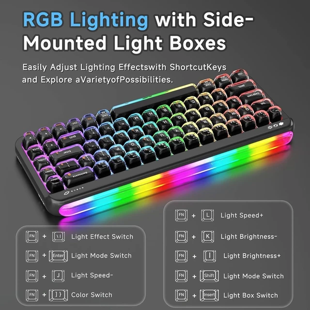Alt view image 2 of 5 - ZIYOU LANG x A.Jazz AF68 Wireless Gaming Keyboard,Tri-Mode BT/2.4G/USB-C Keyboard with RGB Backlit,Clear Transparent Keycaps,68-Key Compact Membrane Keyboard for PC Laptop Aesthetic Desk Setup-
