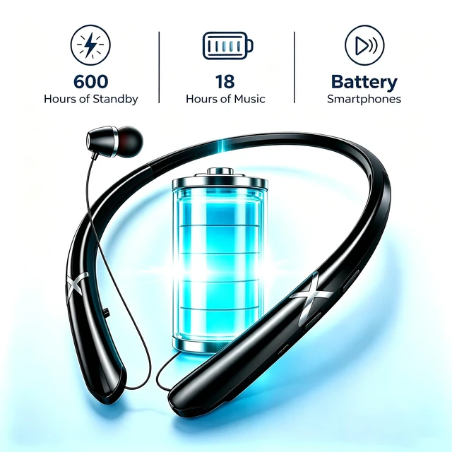 Alt view image 2 of 5 - ZHAOGE Bluetooth 5.3 Neckband Bluetooth Headphones,Retractable Headphone with IPX5 Sweatproof & Vibration Calls for Running, Gym, and Sweat-Proof Workouts