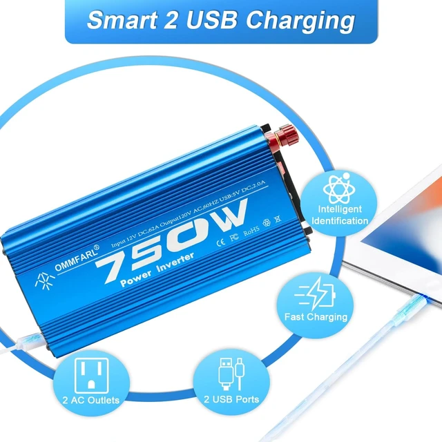 Alt view image 4 of 5 - 750W Modified Sine Wave Power Inverter DC 12V to AC 110V