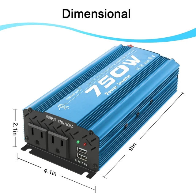 Alt view image 5 of 5 - 750W Modified Sine Wave Power Inverter DC 12V to AC 110V