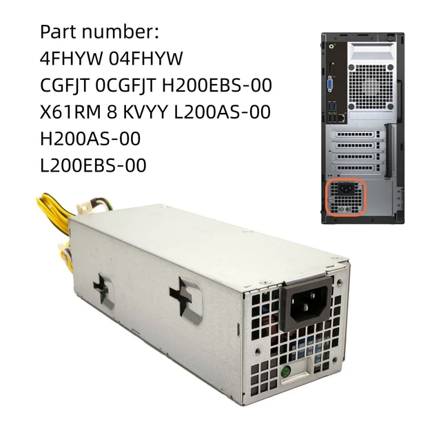 Alt view image 5 of 5 - Power Supply for Dell Optiplex 3060 5060 3070 Inspiron 3470 200W 4FHYW