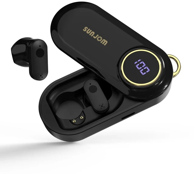 Main image of SUNJOM Flip Bluetooth 5.4 Wireless Earbuds,360 Rotatable Flip Charging Case,Hi-Fi Sound with Noise Reduction,LED Display,40H Battery,Lightweight Touch Control Ear Buds for Workout Travel-Black
