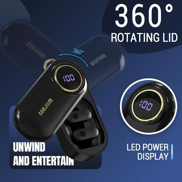 Alt view image 4 of 5 - SUNJOM Flip Bluetooth 5.4 Wireless Earbuds,360 Rotatable Flip Charging Case,Hi-Fi Sound with Noise Reduction,LED Display,40H Battery,Lightweight Touch Control Ear Buds for Workout Travel-Black