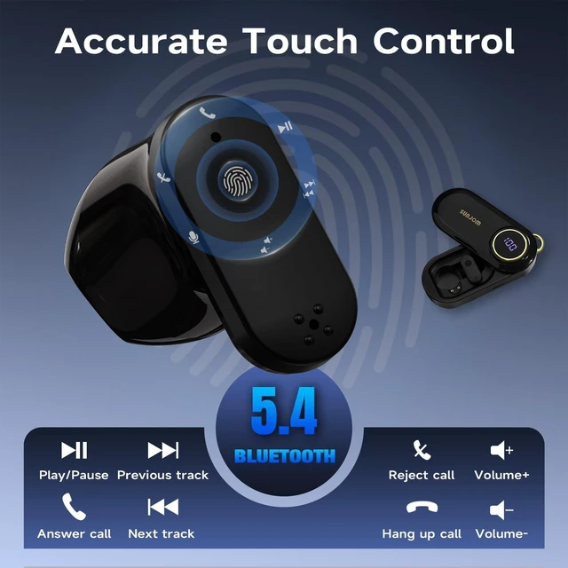 Alt view image 5 of 5 - SUNJOM Flip Bluetooth 5.4 Wireless Earbuds,360 Rotatable Flip Charging Case,Hi-Fi Sound with Noise Reduction,LED Display,40H Battery,Lightweight Touch Control Ear Buds for Workout Travel-Black