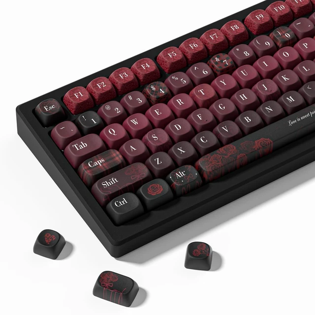 Main image of Keyporia Vintage Red Rose Keycap Set, Custom PBT Keycaps for Mechanical Keyboard, MOA Profile, 131 Keys Dye-Sublimation Key caps Compatible with 60%, 65%, 75%, TKL, Full-Sized Layout