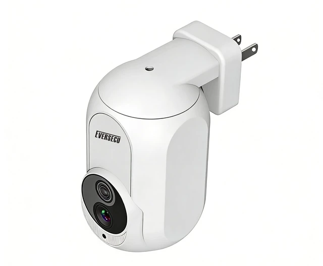 Main image of EVERSECU 2K Plug&Play Wireless PTZ Security Camera, Built-in Power Outlet Plug, Motion detction, Humanoid Auto Tracking, 2-Way Audio, Spotlight Color Night Vision, Supports ONVIF & RTSP & Alexa