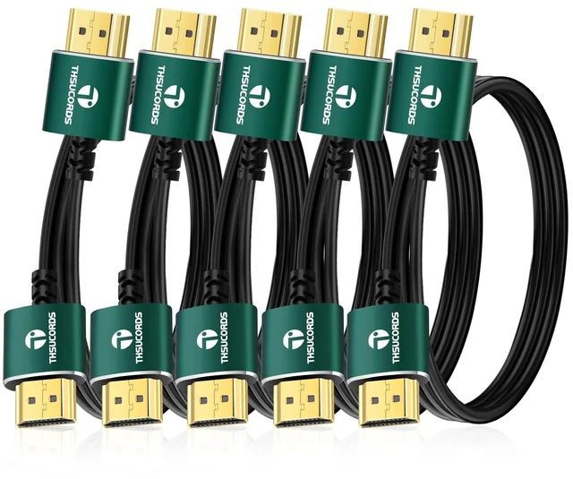 Main image of Thsucords Slim HDMI Cables 1.6FT 5Pack, Ultra Soft & Thin HDMI to HDMI Cord, Extreme Flexible & Skinny HDMI Wire Supports High Speed 4K@60Hz 18gbps 2160p 1080p