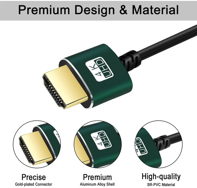Alt view image 4 of 5 - Thsucords Slim HDMI Cables 1.6FT 5Pack, Ultra Soft & Thin HDMI to HDMI Cord, Extreme Flexible & Skinny HDMI Wire Supports High Speed 4K@60Hz 18gbps 2160p 1080p