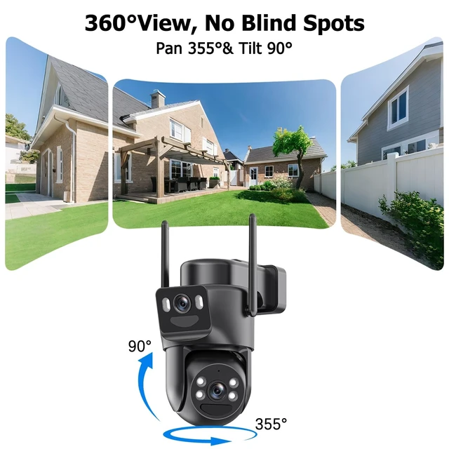 Alt view image 3 of 5 - 6MP Dual Lens Solar Security Cameras Wireless Outdoor, 360 View Pan/Tilt