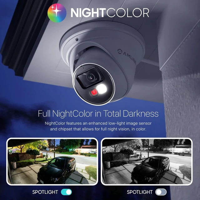 Alt view image 4 of 5 - AMLINK 2-Pack 5MP Security AI IP PoE Camera, Human/Vehicle Detection, NDAA Compliant, Indoor Outdoor Surveillance Turret, 2-Way Audio, Support 256GB MicroSD, Deterrent, 20fps 2PACK-AL5M-T5171EW