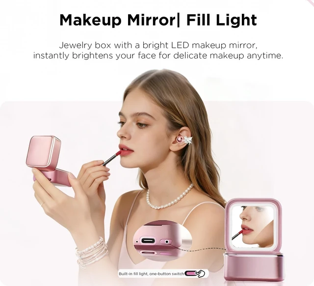 Alt view image 4 of 5 - YUEHEMEI Clip on Open Ear Wireless Earbuds with Butterfly Earrings,Bag