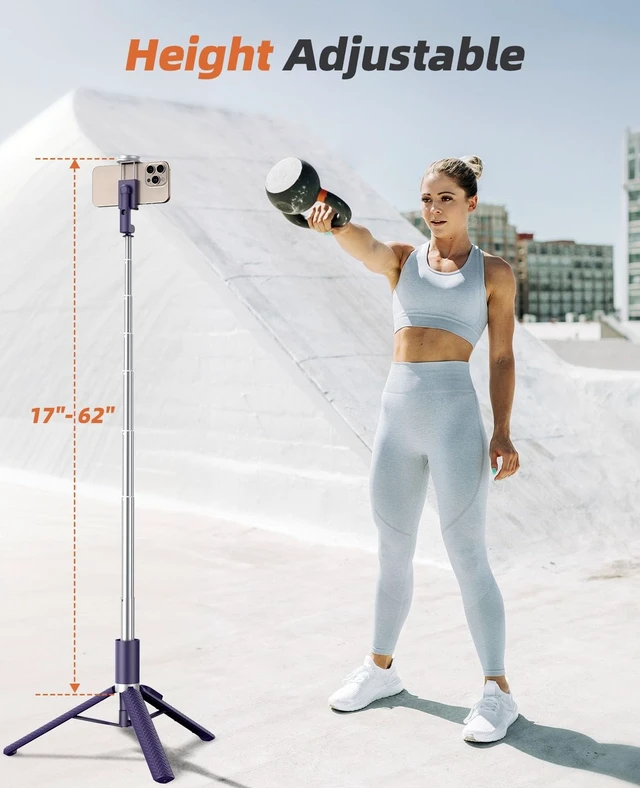 Alt view image 2 of 5 - Tripod for iPhone, Selfie Stick with Remote, Stable & Durable Phone Tripod