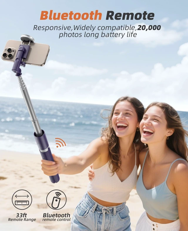 Alt view image 3 of 5 - Tripod for iPhone, Selfie Stick with Remote, Stable & Durable Phone Tripod