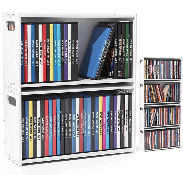 Main image of LOSADY 2-Pack Stackable CD DVD Storage Rack, Holds 58 CDs or DVDs