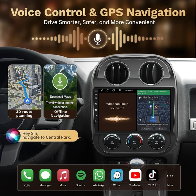 Alt view image 5 of 5 - 8Core Car Radio Stereo for Jeep Compass Patriot 2010-2016