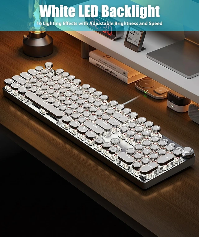 Alt view image 4 of 5 - TISHLED Typewriter Keyboard, Wired USB-C Mechanical Gaming Keyboard
