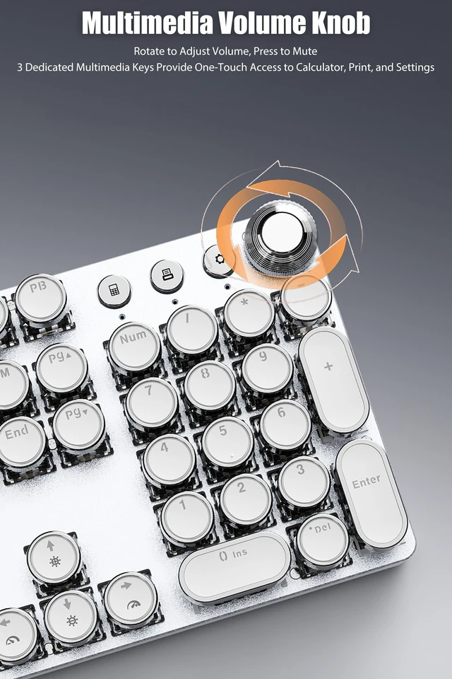 Alt view image 5 of 5 - TISHLED Typewriter Keyboard, Wired USB-C Mechanical Gaming Keyboard