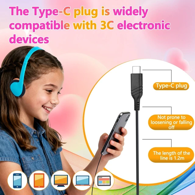 Alt view image 5 of 5 - TJZXGUI USB C Kids Headphones Bulk for Classroom School 25 Pack,Wired