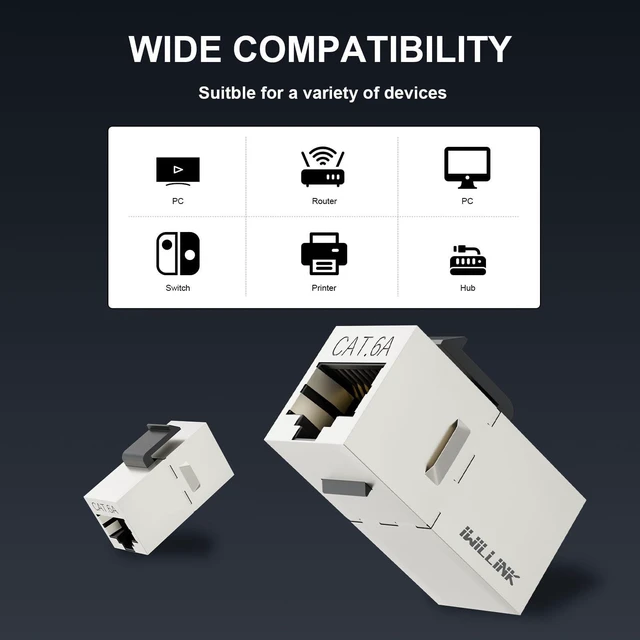 Alt view image 2 of 5 - iwillink Cat6A Keystone Coupler RJ45 Shielded Ethernet Coupler 25-Pack