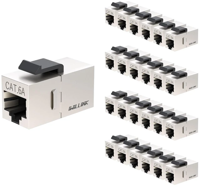 Main image of iwillink Cat6A Keystone Coupler RJ45 Shielded Ethernet Coupler 25-Pack