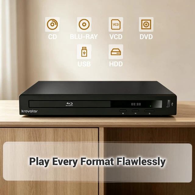 Alt view image 3 of 5 - Krovatar 3D Blu-ray Disc Player KB-200D (2K,3D) with Dolby & DTS