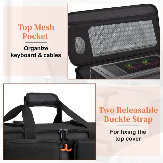 Alt view image 4 of 5 - Wigojoy Computer Desktop Tower Extra Large Carrying Case, PC Travel Case