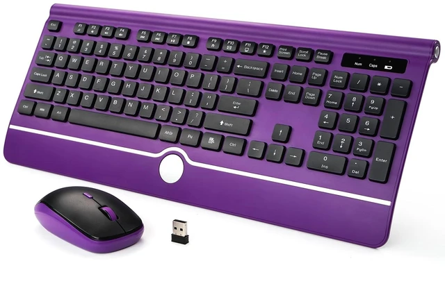 Main image of Wireless Keyboard and Mouse, KOPJIPPOM Purple Keyboard and Mouse with Wrist Rest, 2.4G Silent Cordless Full-Size Keyboard Mouse Combo for Windows Computers Desktop, Laptop, PC