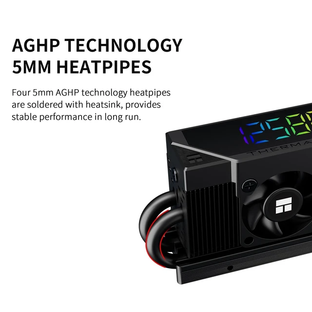 Alt view image 2 of 5 - Thermalright-TR HR10 2280 PRO Digital Black- High-Performance Solid-State Hard Disk Radiator Equipped with 4x5mm AGHP Heat Pipe, ARGB Digital Display, Small Fan Cooling, SSD Heatsink Coolin