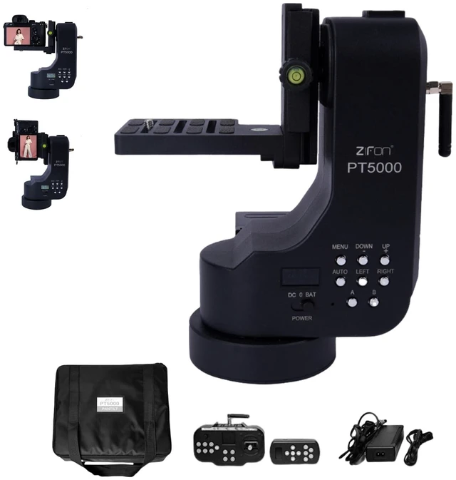Main image of ZTIANFOTO PT5000 360 Auto Motorized Rotating Panoramic Head with Remote Control, Professional Universal Shaft, Support 5KG11LB Camera Pan Tilt Video Tripod Head Stabilize
