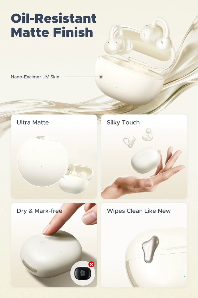 Alt view image 3 of 5 - SoundPEATS UU2 Wireless Open Ear Earbuds for Glasses Wearers Comfort, Beige