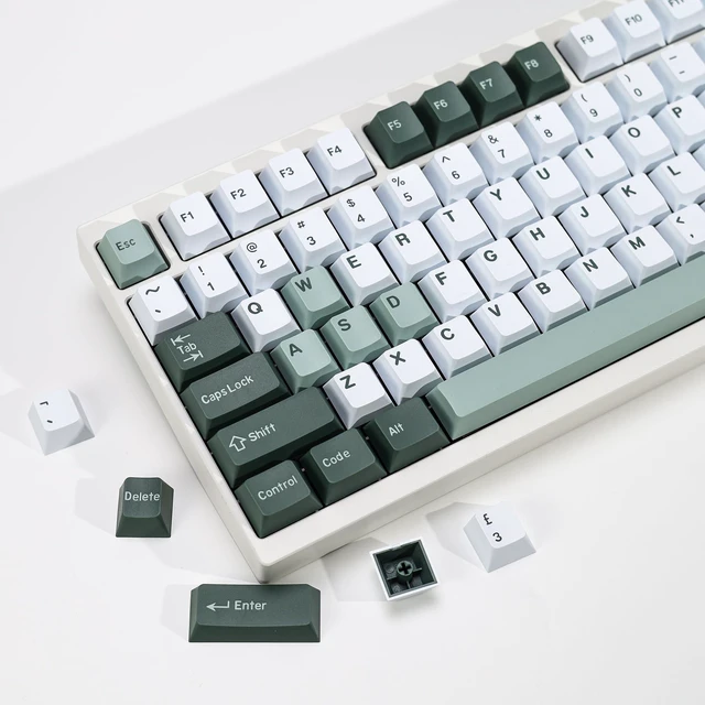 Main image of KBDiy Botanical PBT Double Shot Keycap Set,174 Keys Green Keycaps Cute Keycaps 60 Percent Cherry Profile Key caps for 61/64/68/84/87/100/104/108 Mechanical Keyboard
