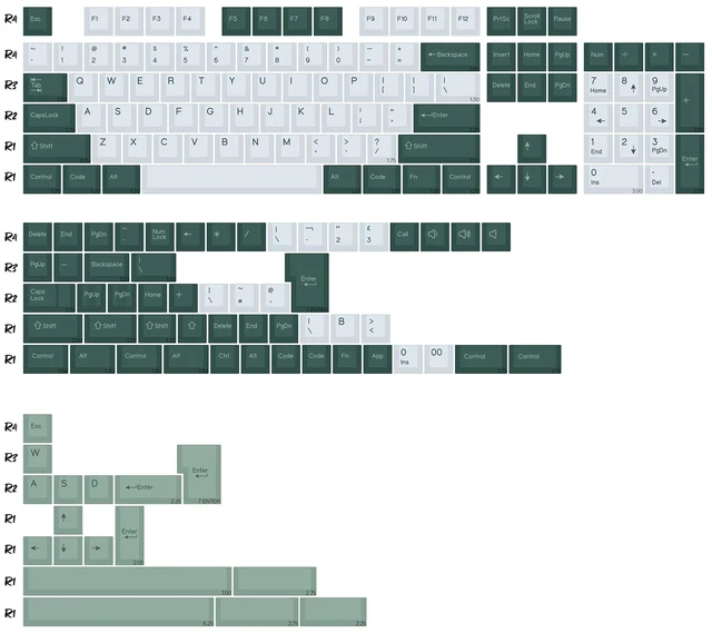 Alt view image 2 of 5 - KBDiy Botanical PBT Double Shot Keycap Set,174 Keys Green Keycaps Cute Keycaps 60 Percent Cherry Profile Key caps for 61/64/68/84/87/100/104/108 Mechanical Keyboard