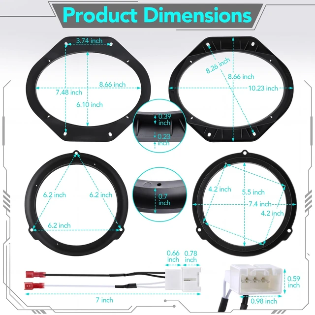 Alt view image 3 of 5 - 6x9 Front and 6.5 Rear Car Speaker Adapter Mount Brackets With Speaker Foam