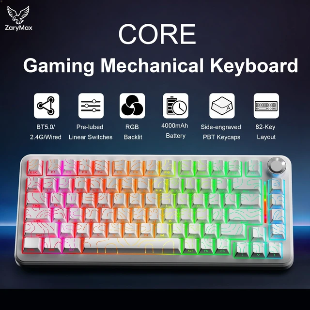 Alt view image 2 of 5 - ZaryMax CORE V1 RGB Mechanical Keyboard,Color White