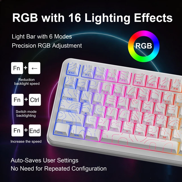 Alt view image 4 of 5 - ZaryMax CORE V1 RGB Mechanical Keyboard,Color White