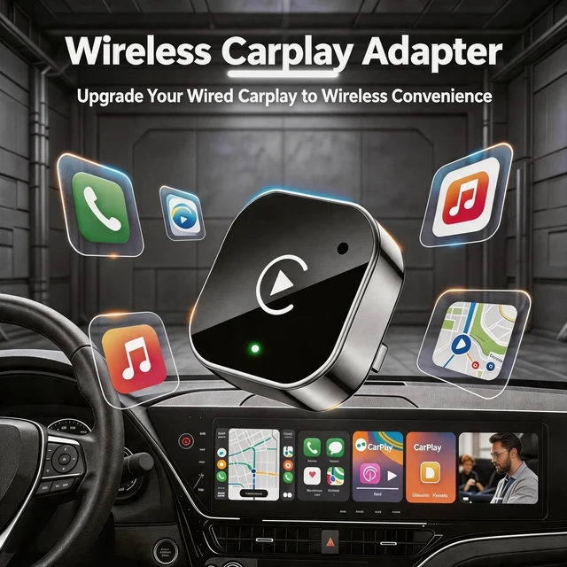 Alt view image 2 of 5 - Aukpaen 2026 Upgraded 2in1 Wireless CarPlay & Android Auto Adapter, Ultra Mini Dongle Convert Factory Wired CarPlay to Wireless, WiFi 6 Bluetooth 5.4, Plug & Play Low Latency AutoReconne