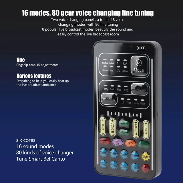 Alt view image 2 of 5 - Vizni I9 Voice Changer Set, I9 Voice Changer Set Live Sound Card, Multifunction Portable Recording Mini Sound Card, For Game Anchor Recording
