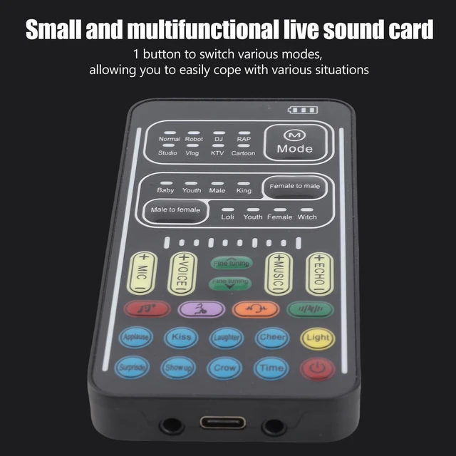 Alt view image 5 of 5 - Vizni I9 Voice Changer Set, I9 Voice Changer Set Live Sound Card, Multifunction Portable Recording Mini Sound Card, For Game Anchor Recording