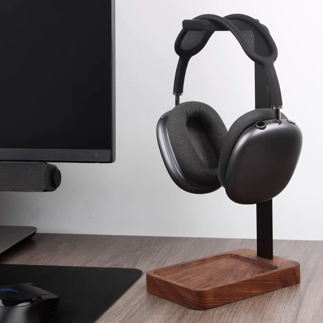 Alt view image 2 of 5 - PHERKORM Walnut Wood & Aluminum Headset Holder, Desktop Headphone Stand, Universal headphone holder for most music gaming headsets - Black Walnut